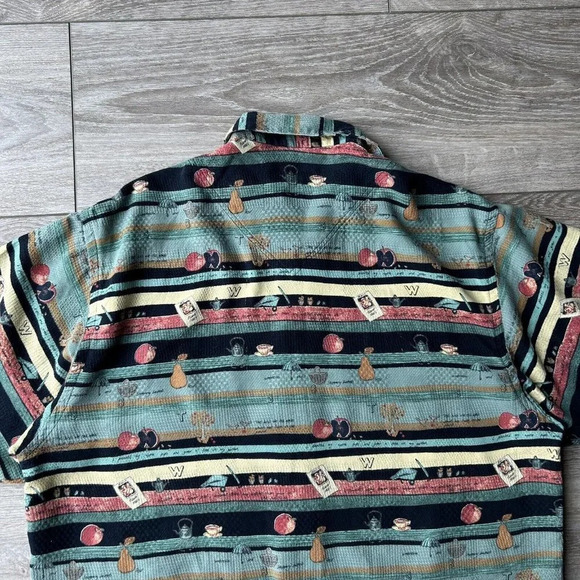Casa Moda Fruit Print Short Sleeve Hawaii Button Down Shirt Size M - Picture 11 of 12